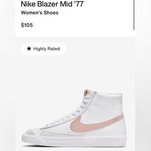 Nike blazer mid ‘77 light pink and white